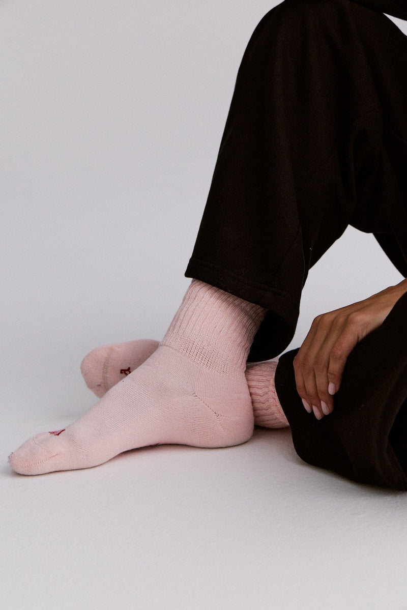 Feet in soft scrunch bed socks