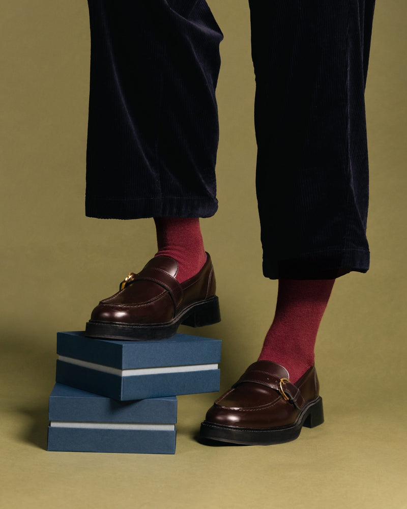 Cashmere-merino socks worn with The Cashmere Collection gift box