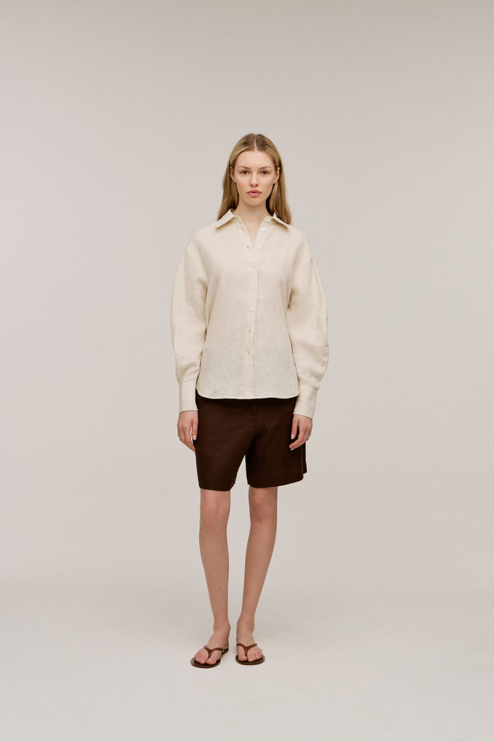 Women's Linen Wrap-Front Shirt