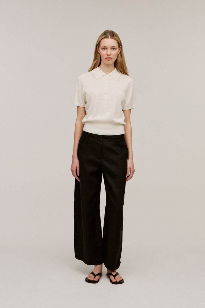 Women's Silk-Cotton Short Sleeve Knit Polo