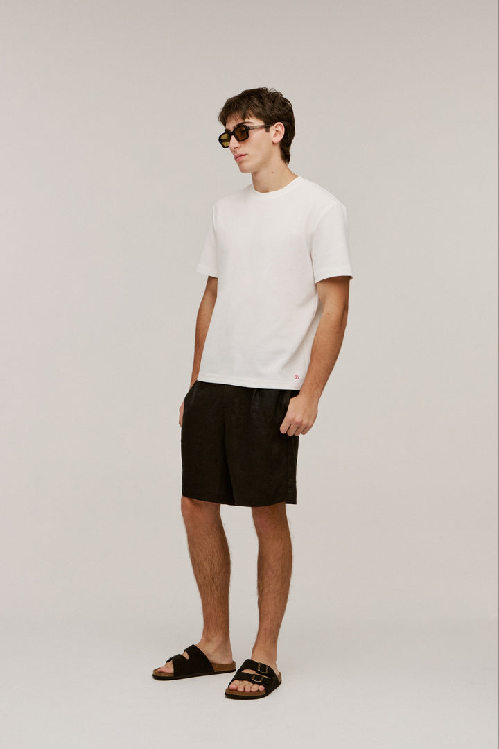 Men's Linen Pleated Bermuda Shorts