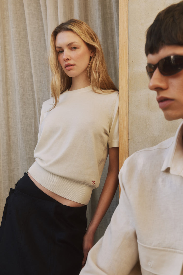 Women's Silk-Cotton Short Sleeve Knit Secondary