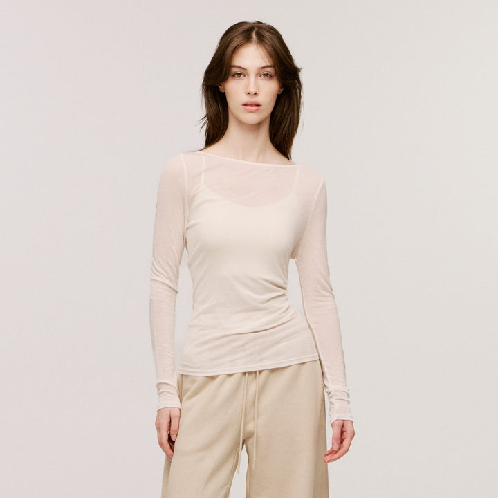 Women’s Cashmere-Blend Boat Long Sleeve