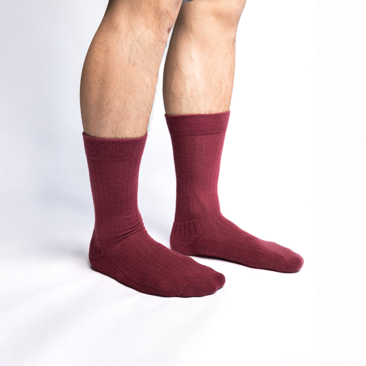 Cashmere-Merino Ribbed Crew Sock