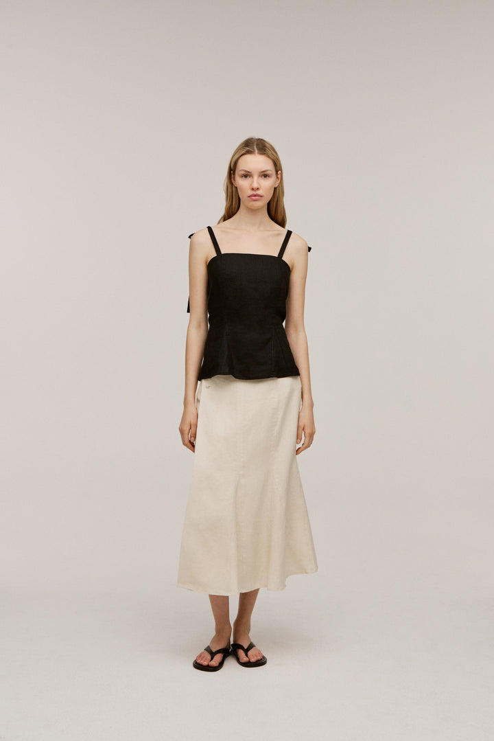 Women's Linen Tie Shoulder Bandeau Top